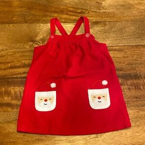 Carter's Toddler Red Holiday Overall Dress with Santa front pockets. Size 18M